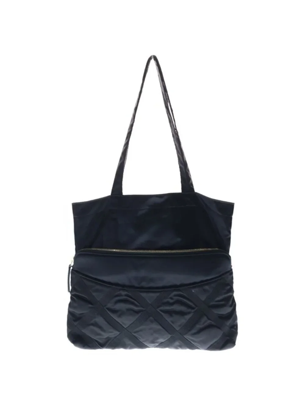 Chanel CC Logo Ecoport Tote Black Satin Gold